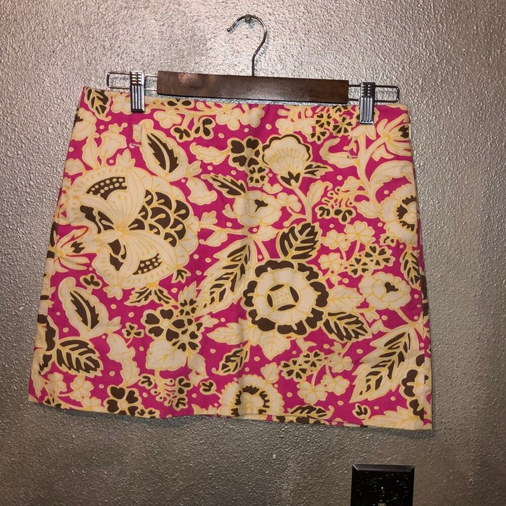 J.Crew Pink Floral Mini Skirt Size 4 Side Pockets Belt Loops Preppy Y2K Casual - Picture 3 of 7